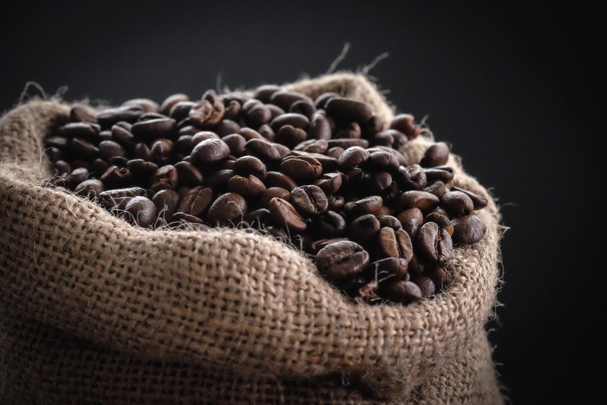 Coffee Beans in Burlap Sack